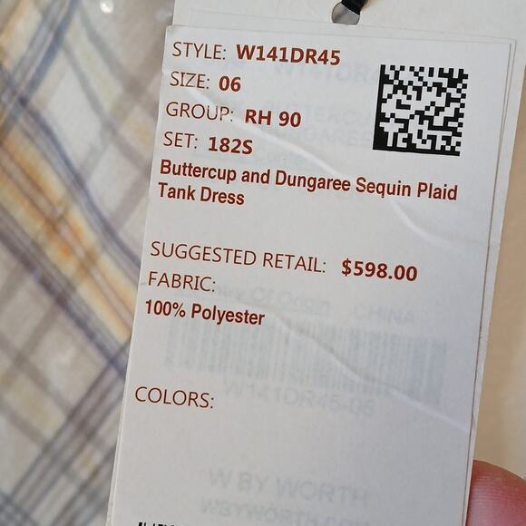 W by Worth sequin plaid tank designer dress NEW - Picture 5 of 8